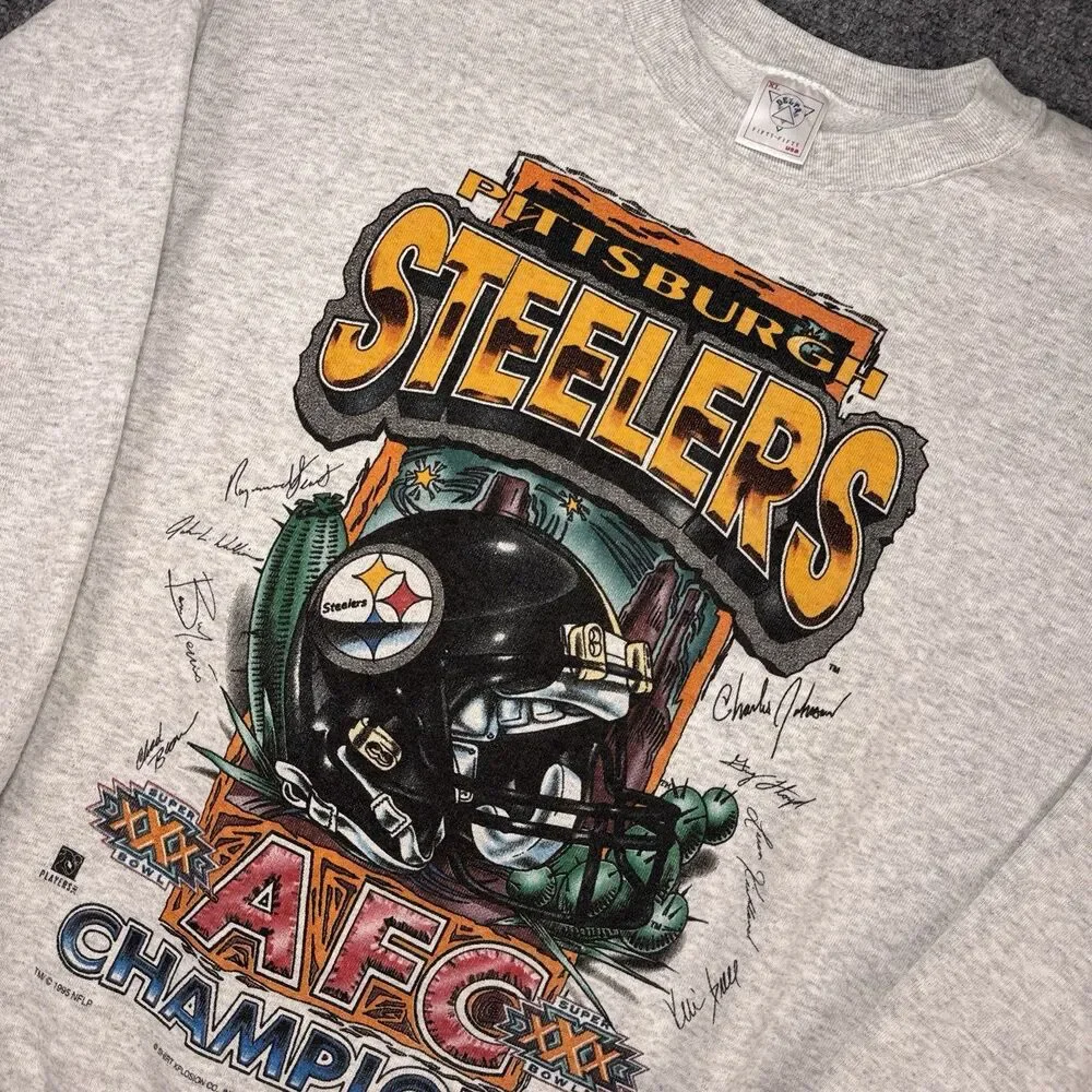 Vintage Delta 1995 NFL Pittsburgh Steelers AFC Champions Crewneck Sweatshirt XL